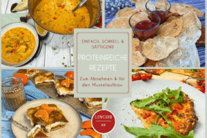 Vier proteinreiche Rezepte: Ofensuppe, Protein Chips, Mandarinen Schmand Kuchen und High Protein Pizzateig